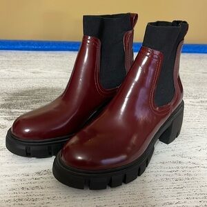 Steven New York Hallsey Platform Chelsea Boot In Burgundy 7.5M